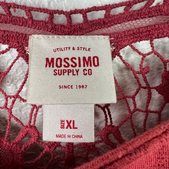 Mossimo Womans XL Red Lacy Sheer Back Crop Top Short Sleeve Fairy Boho Y2K - Picture 4 of 9
